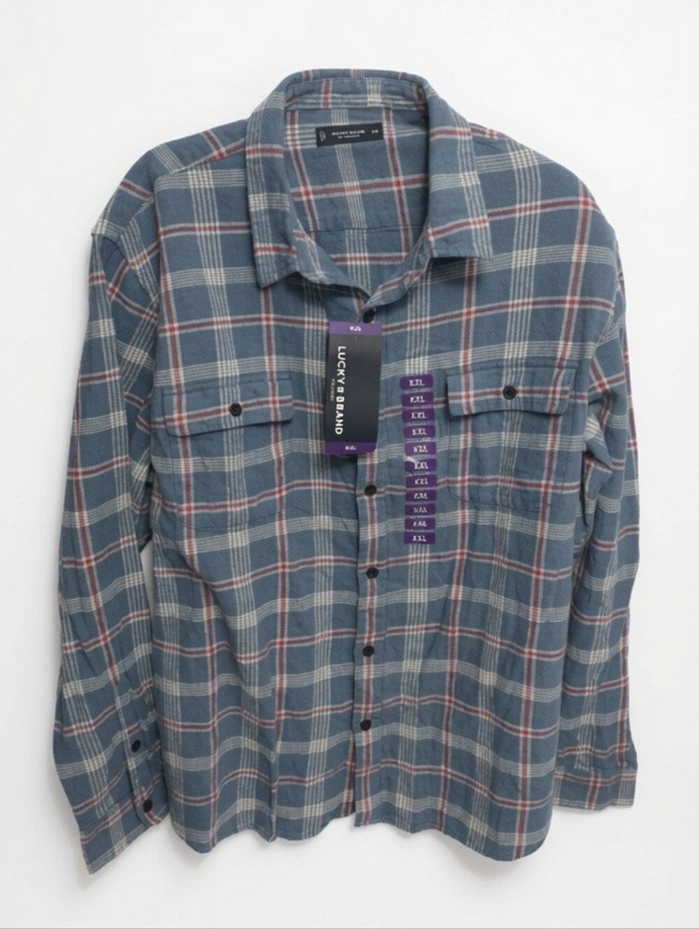 Lucky Brand Mens Flannel Shirt Classic Fit Sz XXL Plaid Grunge Casual Streetwear